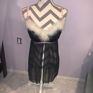 Black with white fuzz babydoll